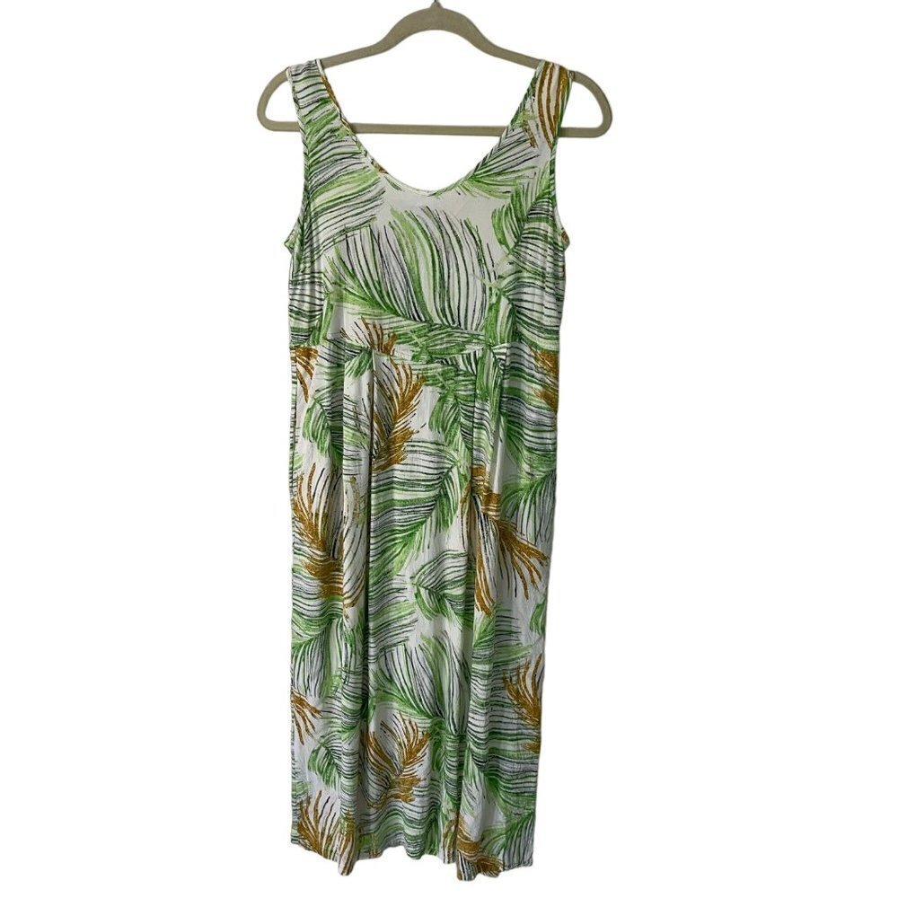 Jams World Vintage Astoria Midi Summer Dress Size Extra Small White Green Rayon